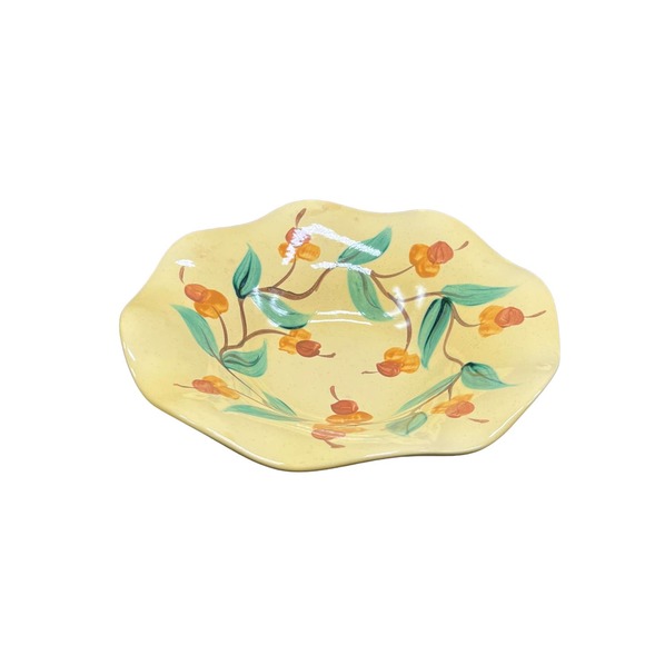 Vintage Gail Pittman Acorn Bowl Hand Painted with a Ruffled Edge - Made in USA - Picture 1 of 4